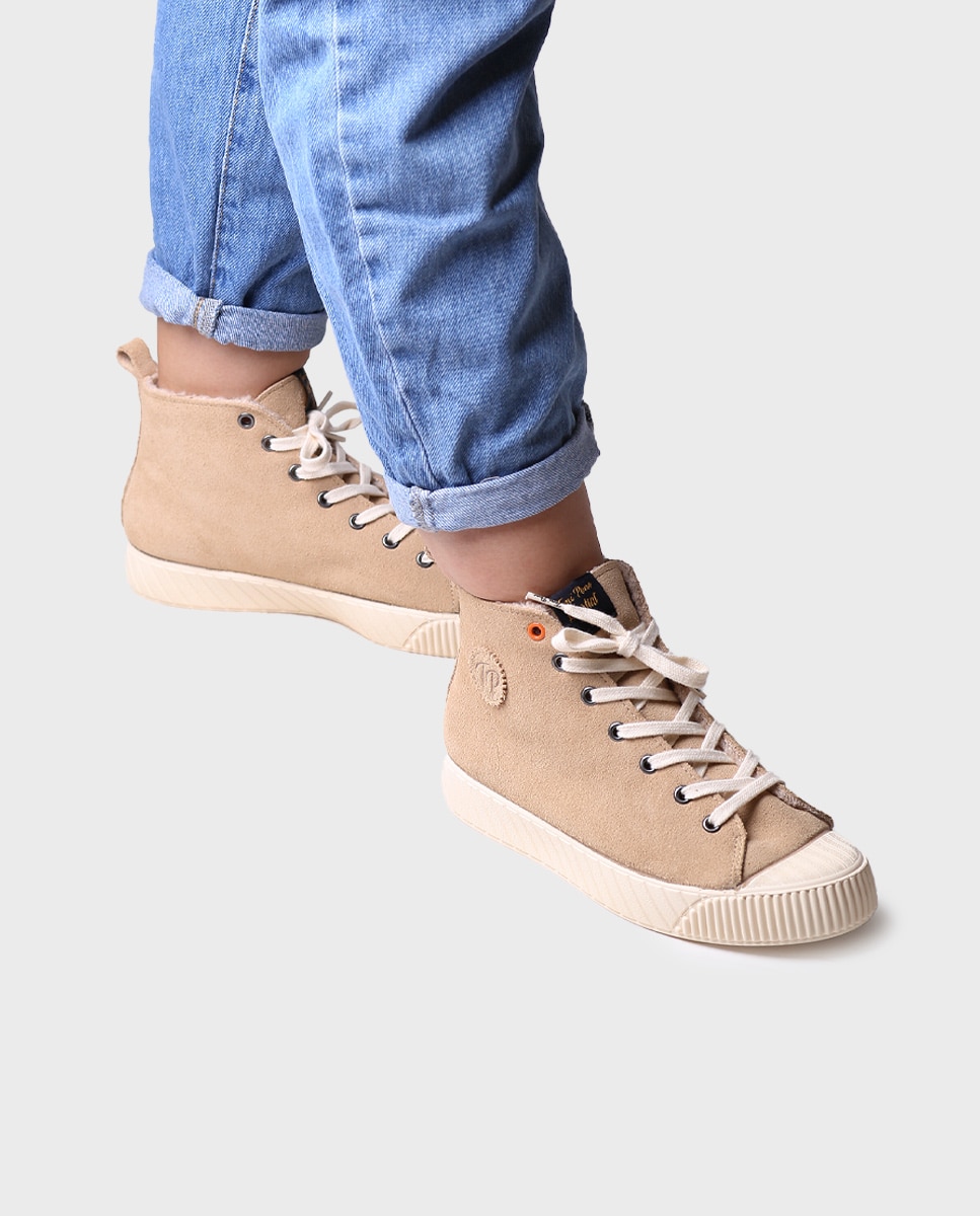 Zapatillas de mujer de serraje con cordones - Toni Pons - Beige Beige-4