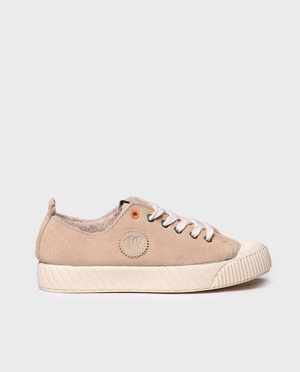 Zapatillas de mujer de serraje con cordones - Toni Pons - Beige Beige-1