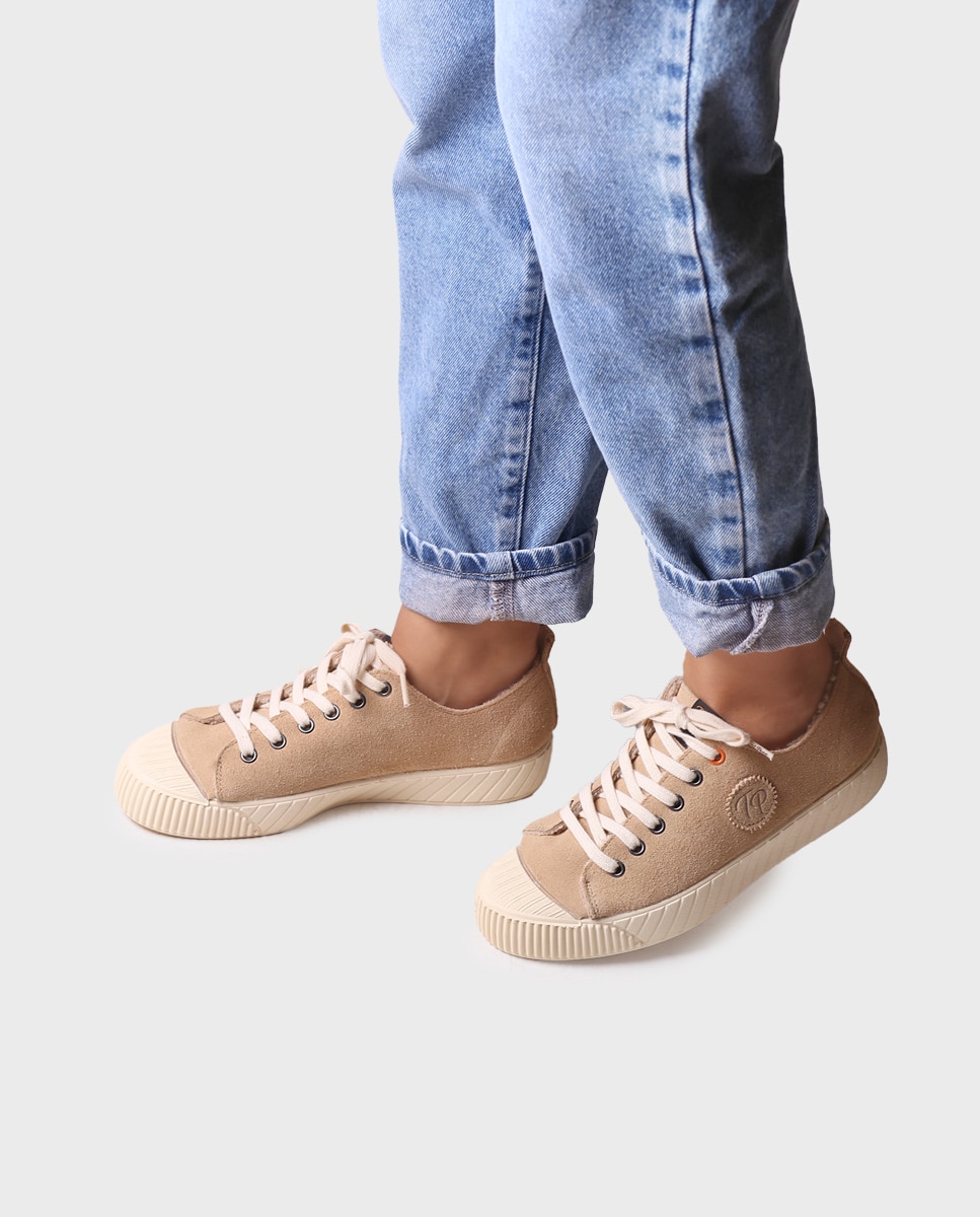 Zapatillas de mujer de serraje con cordones - Toni Pons - Beige Beige-4