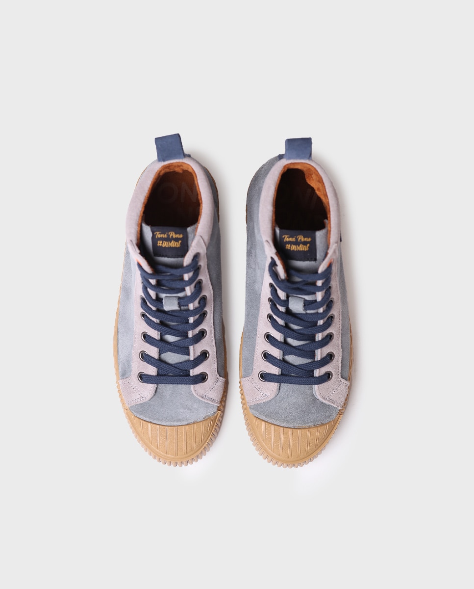 Zapatillas de mujer de serraje con cordones - Toni Pons - Azul Azul-3