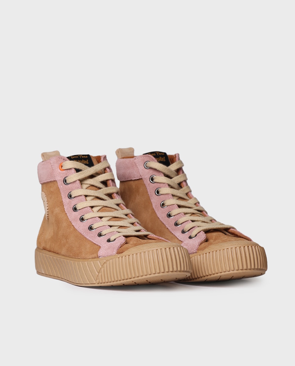 Zapatillas de mujer de serraje con cordones - Toni Pons - Marrón claro Marrón claro-2