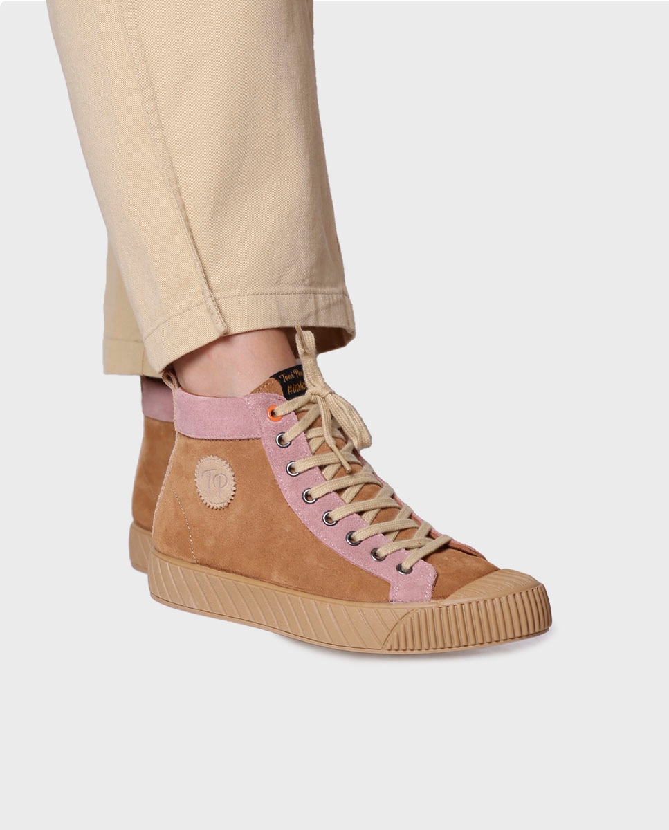Zapatillas de mujer de serraje con cordones - Toni Pons - Marrón claro Marrón claro-4