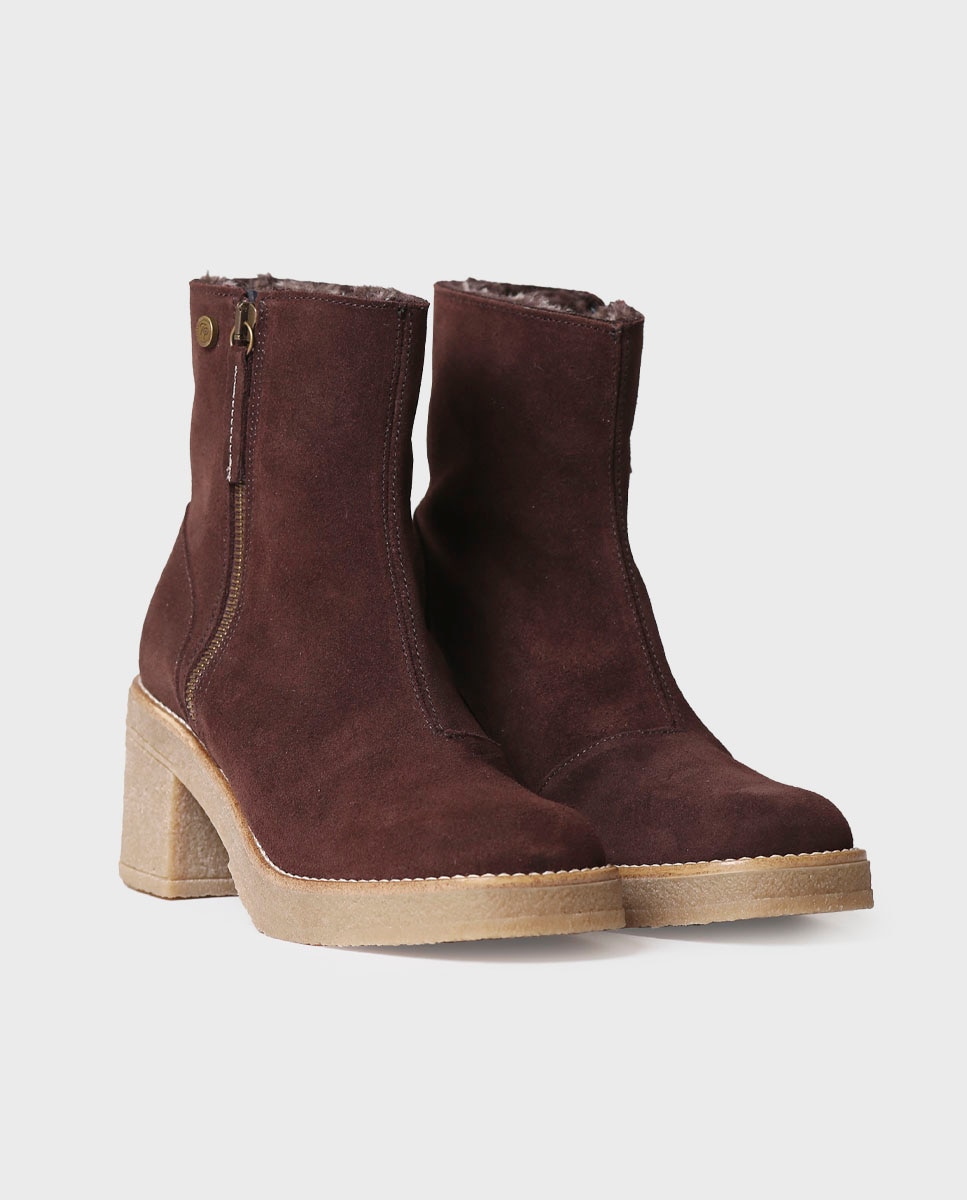 Botines de mujer de serraje con cremallera - Toni Pons - Marrón oscuro Marrón oscuro-2