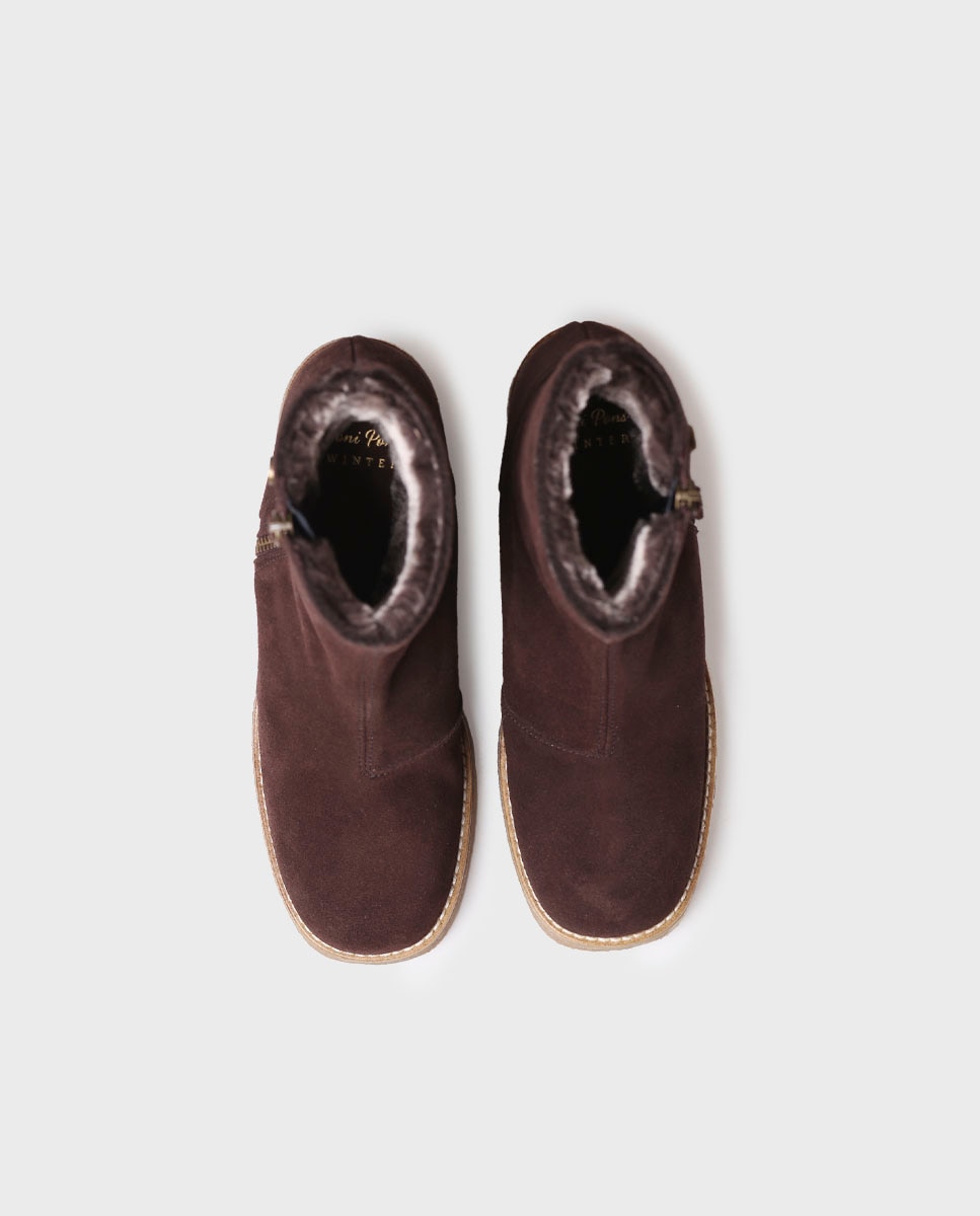 Botines de mujer de serraje con cremallera - Toni Pons - Marrón oscuro Marrón oscuro-3