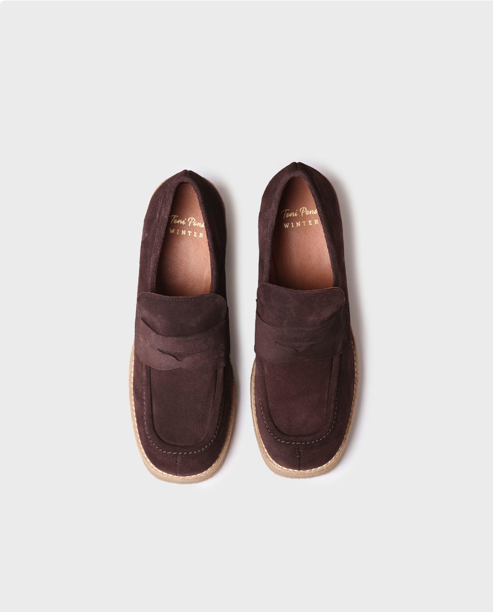 Mocasines de mujer de tacón hechos en serraje - Toni Pons - Marrón Marrón-3