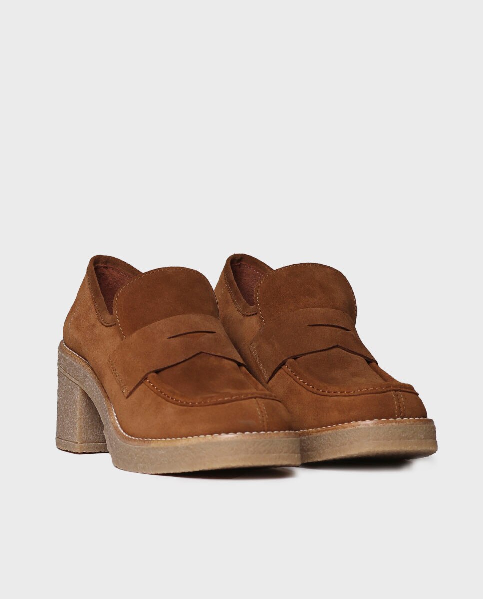 Mocasines de mujer de tacón hechos en serraje - Toni Pons - Marrón claro Marrón claro-2