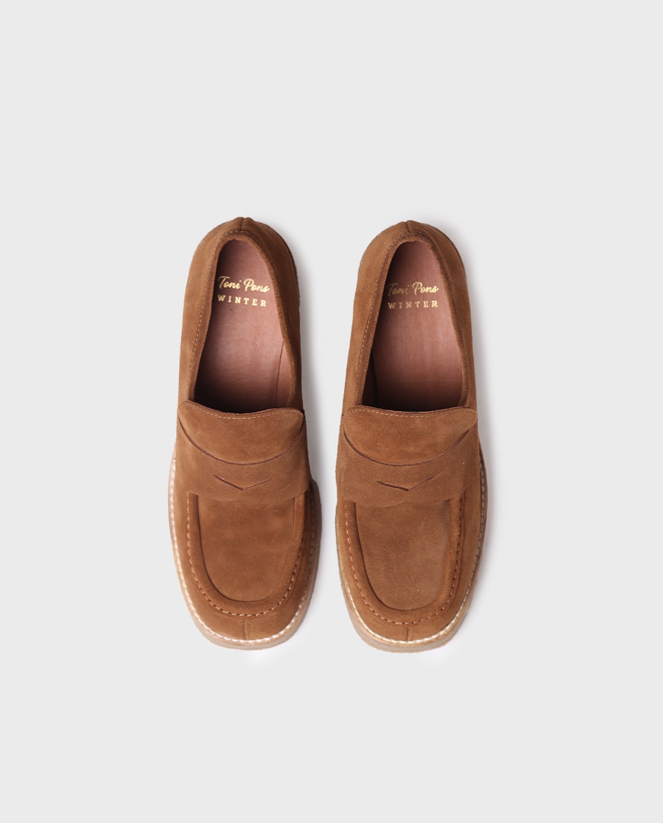 Mocasines de mujer de tacón hechos en serraje - Toni Pons - Marrón claro Marrón claro-3