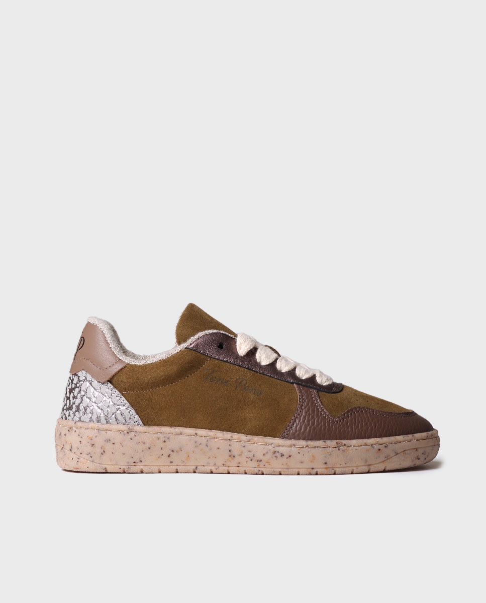 Zapatillas de piel de mujer de serraje con cordones - Toni Pons - Verde Verde-1