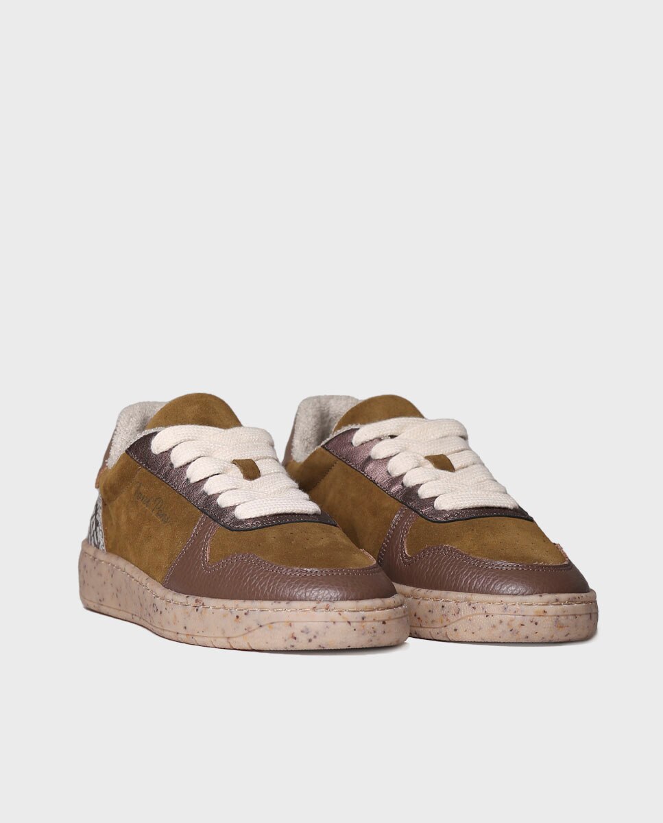 Zapatillas de piel de mujer de serraje con cordones - Toni Pons - Verde Verde-2