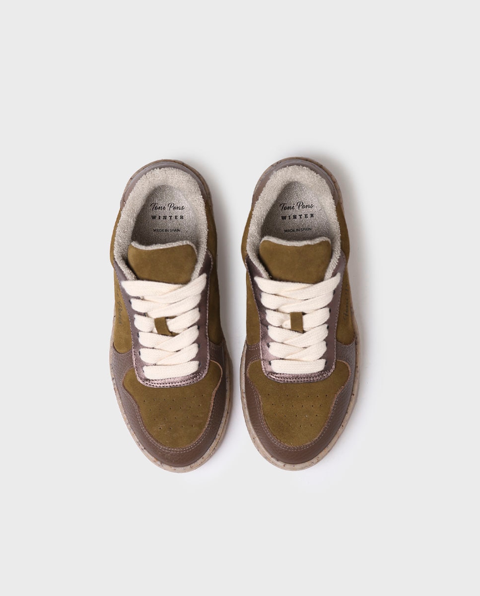 Zapatillas de piel de mujer de serraje con cordones - Toni Pons - Verde Verde-3