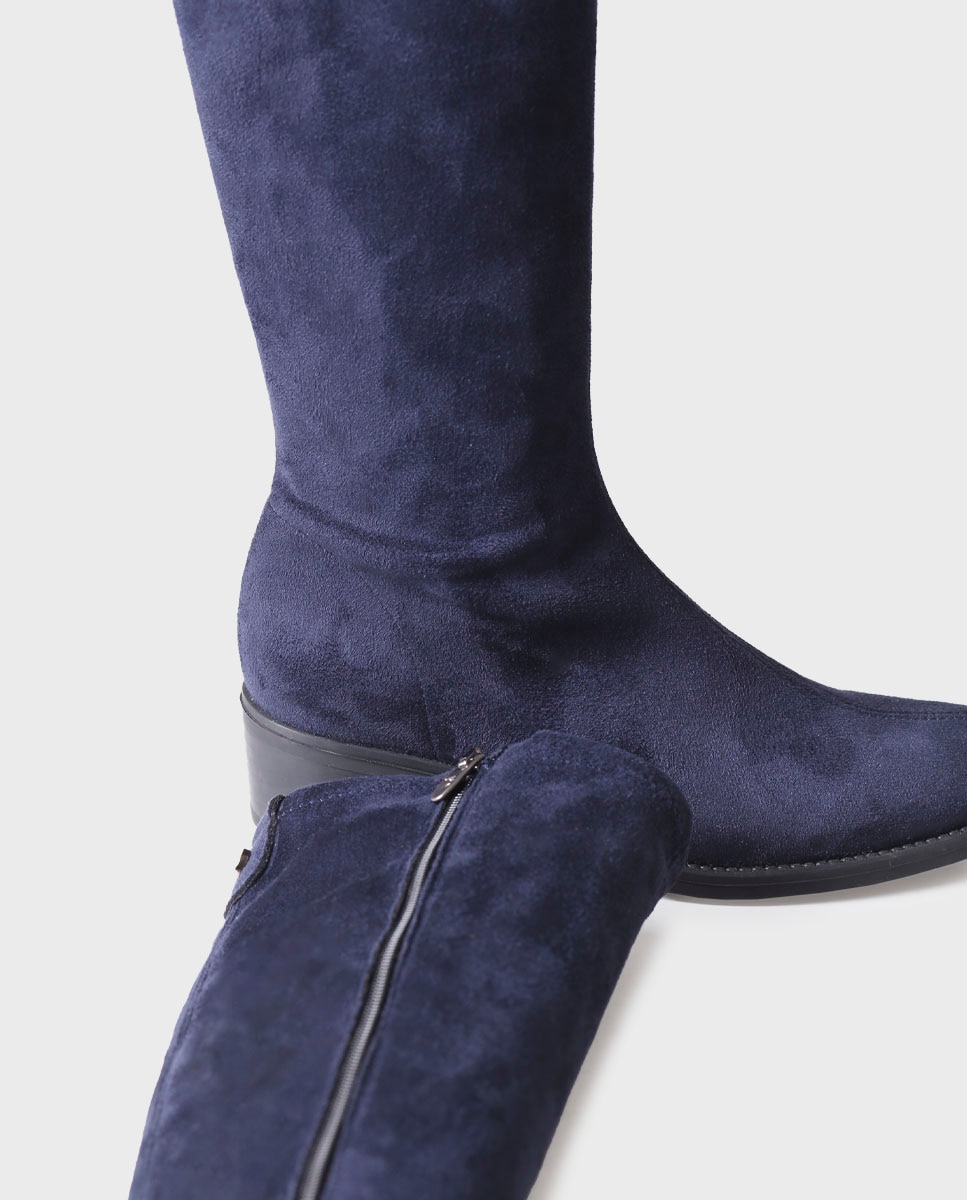Botas de mujer de piel serraje con suela antideslizante - Toni Pons - Azul marino Azul marino-3