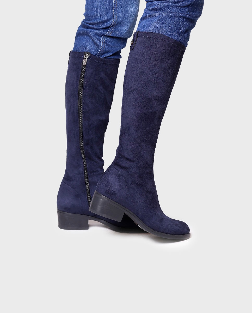 Botas de mujer de piel serraje con suela antideslizante - Toni Pons - Azul marino Azul marino-4