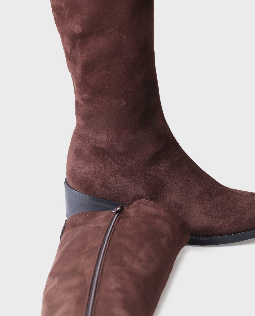 Botas de mujer de piel serraje con suela antideslizante - Toni Pons - Marrón Marrón-3
