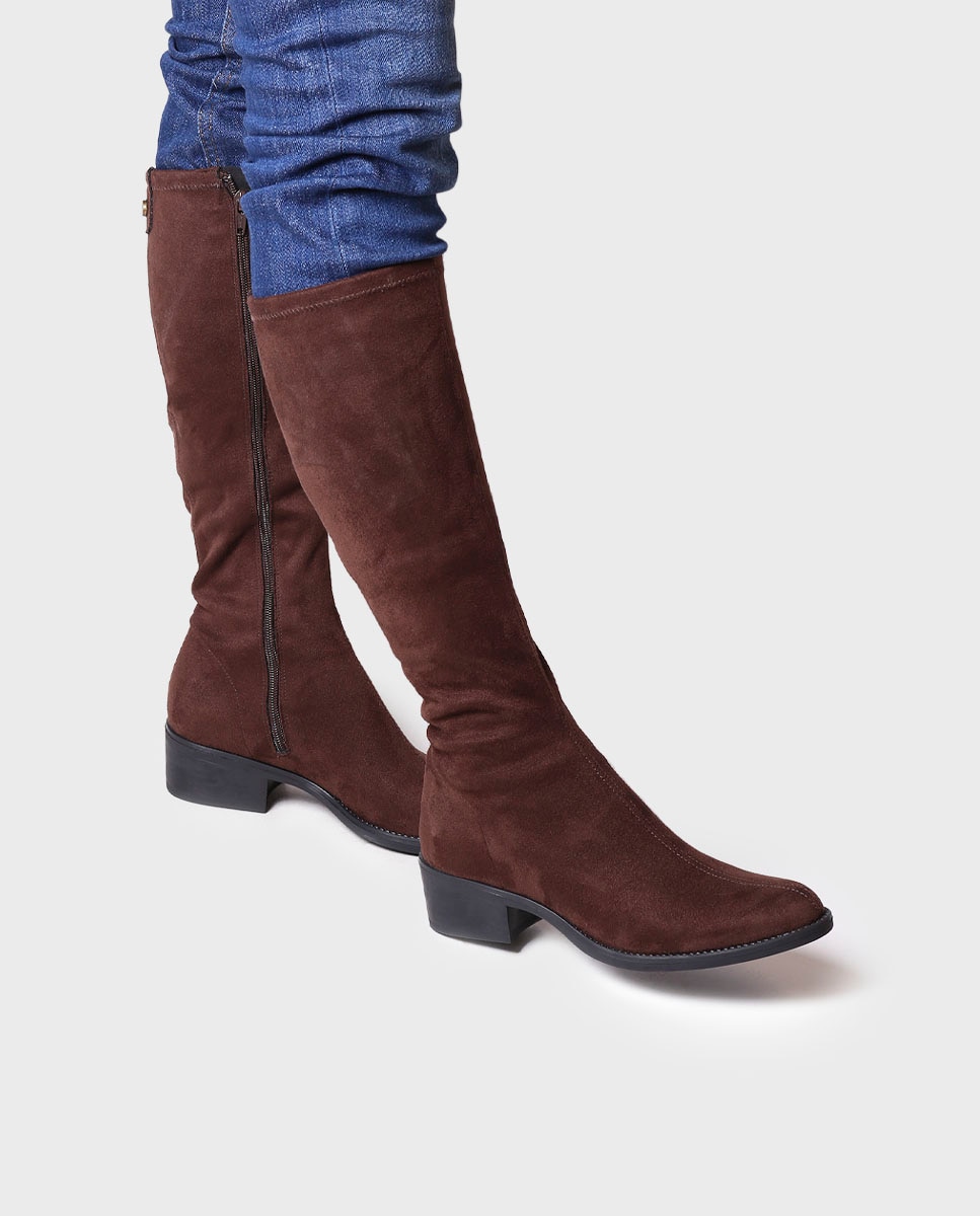Botas de mujer de piel serraje con suela antideslizante - Toni Pons - Marrón Marrón-4