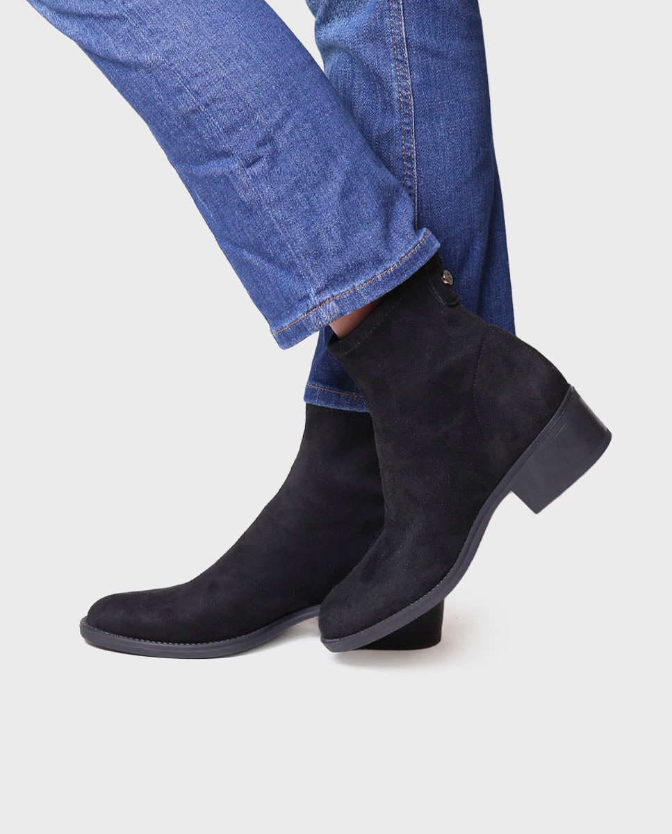 Botines de mujer de serraje con suela antideslizante - Toni Pons - Negro Negro-4