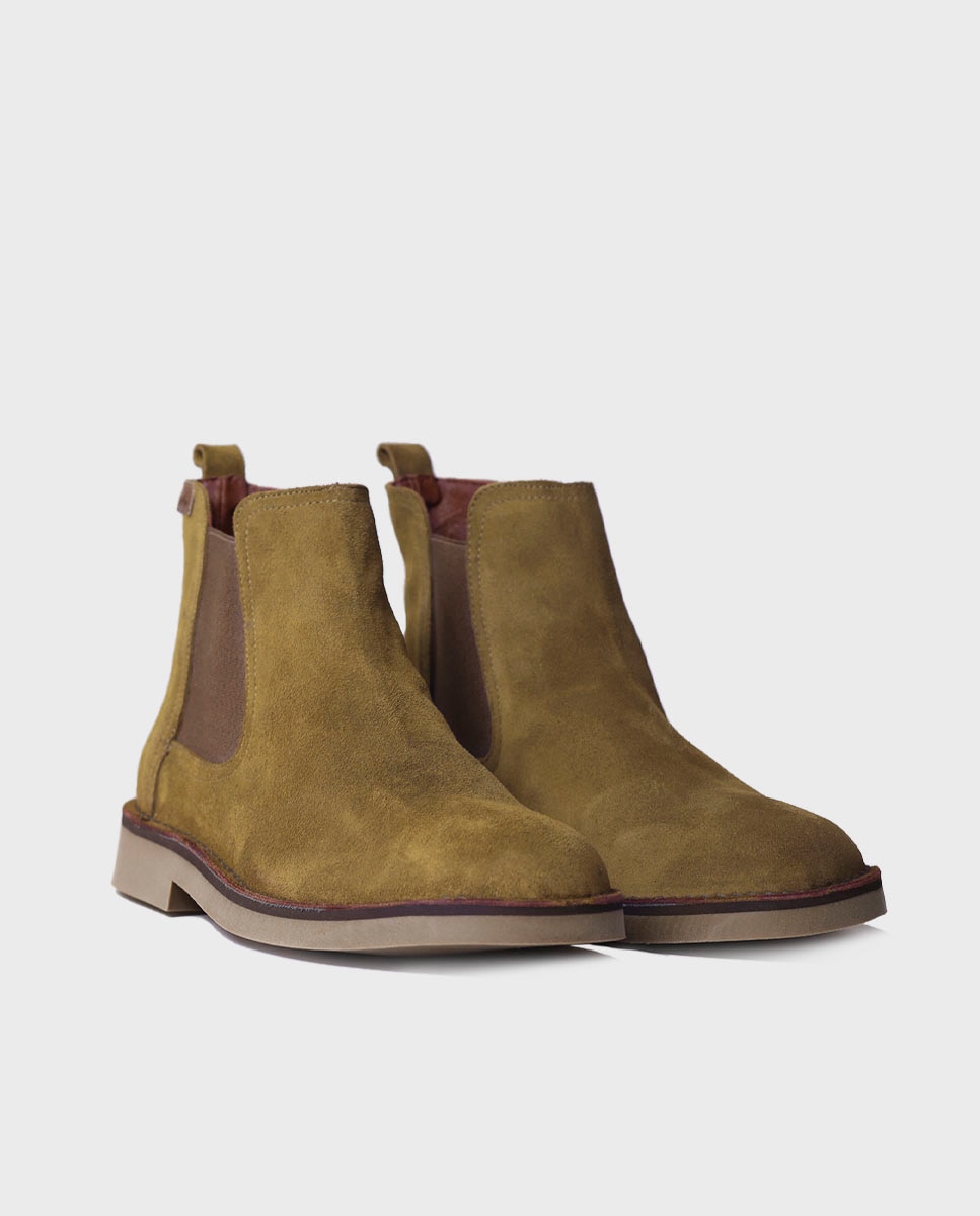 Botines de piel de hombre de serraje con elásticos - Toni Pons - Verde Verde-2