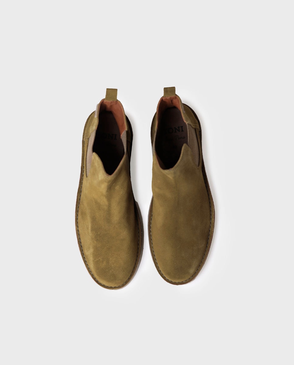 Botines de piel de hombre de serraje con elásticos - Toni Pons - Verde Verde-3