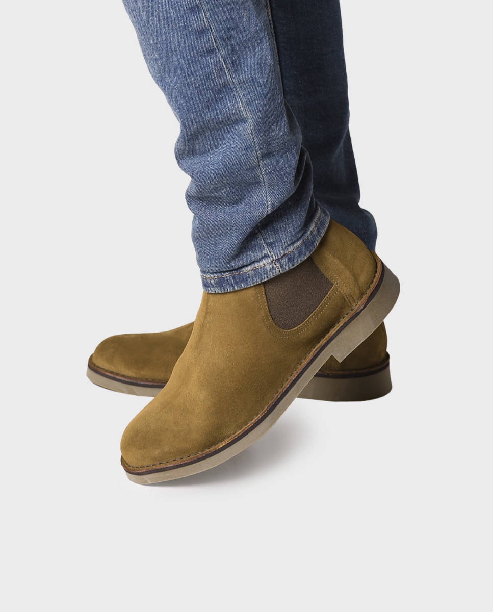 Botines de piel de hombre de serraje con elásticos - Toni Pons - Verde Verde-4