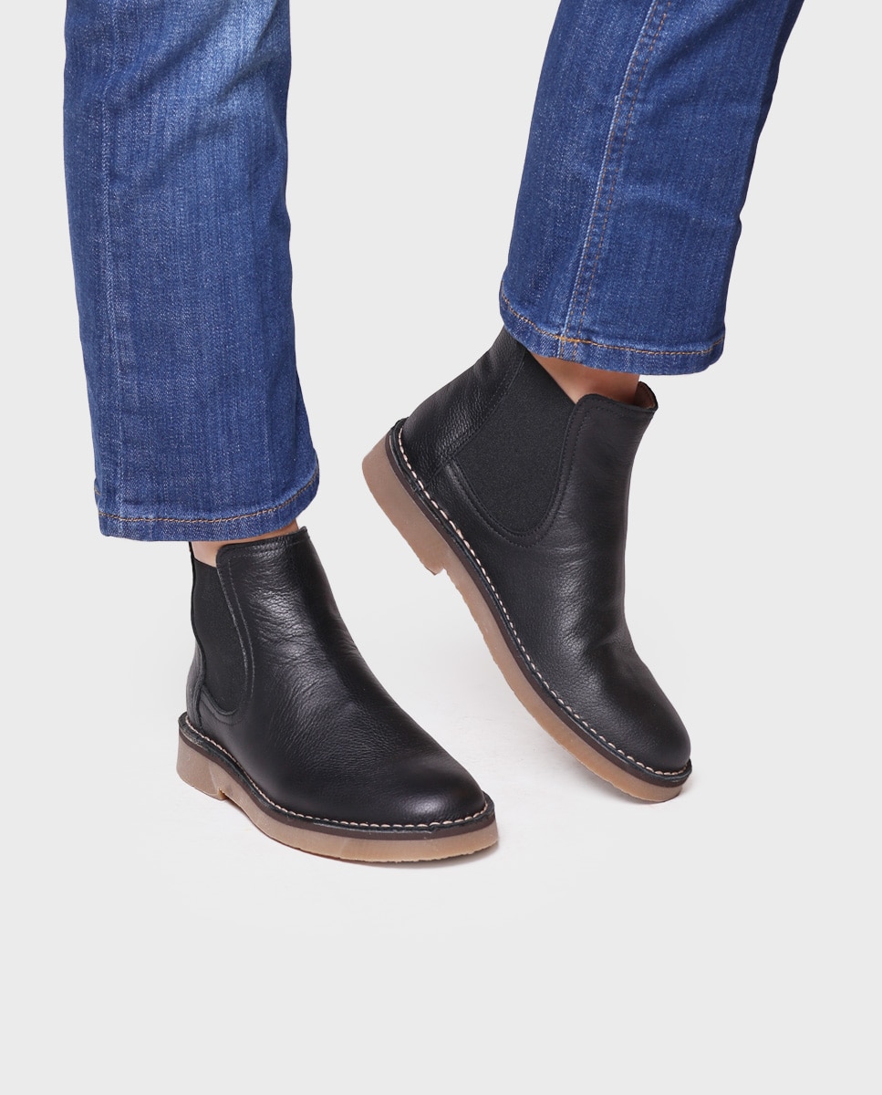 Botines de mujer de piel con elásticos - Toni Pons - Negro Negro-4