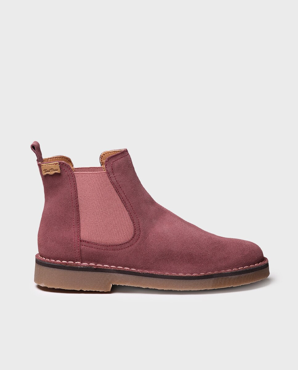Botines de mujer de serraje con elásticos - Toni Pons - Granate Granate-1