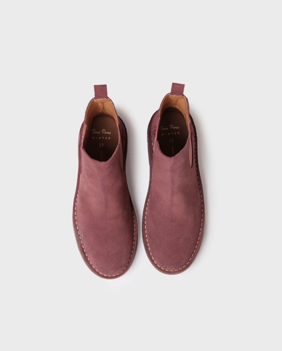 Botines de mujer de serraje con elásticos - Toni Pons - Granate Granate-3