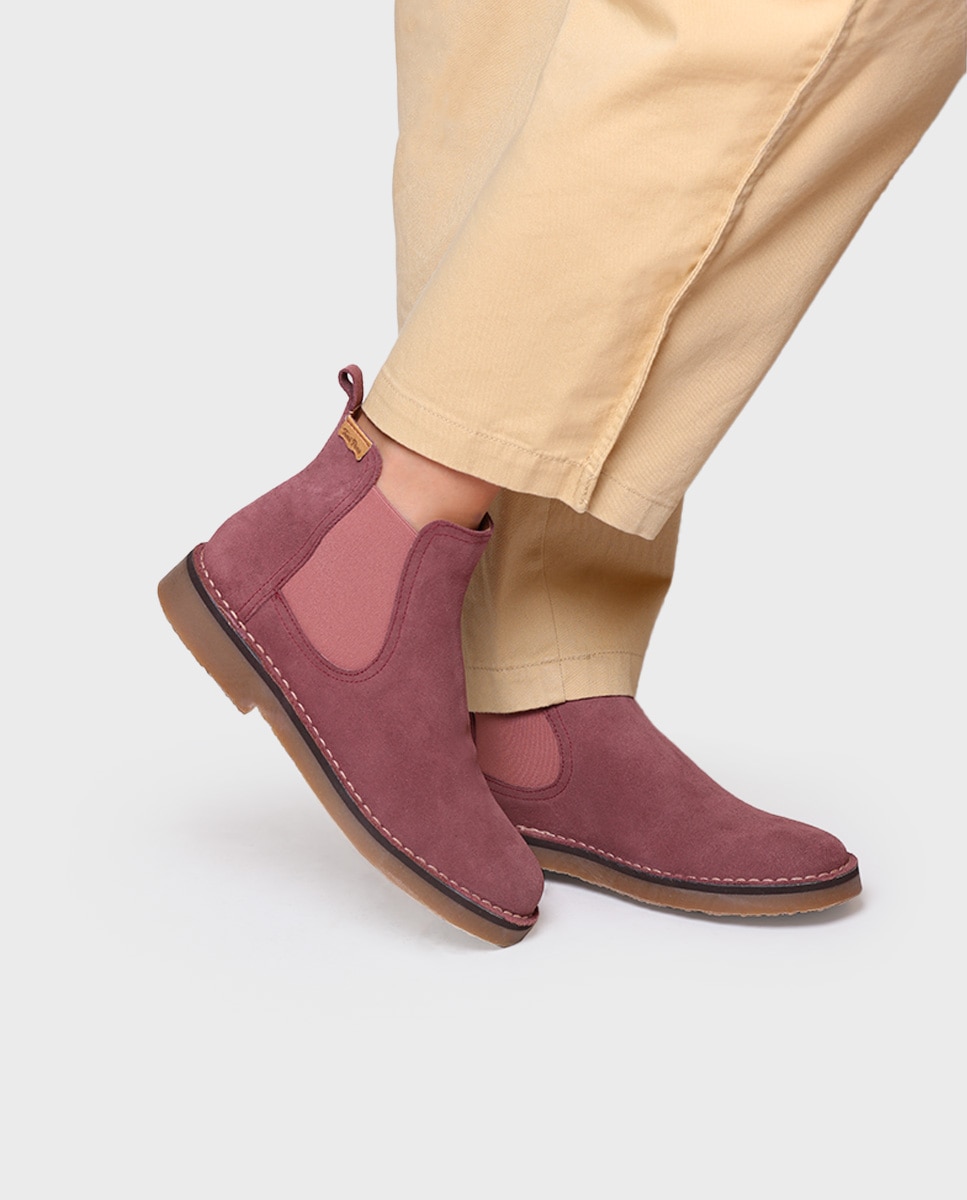 Botines de mujer de serraje con elásticos - Toni Pons - Granate Granate-4