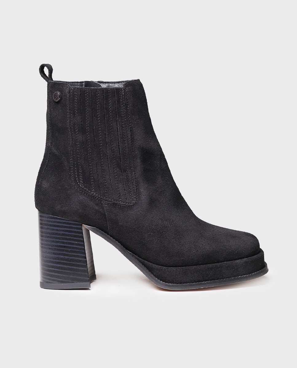 Botines de mujer de tacón hechos en serraje - Toni Pons - Negro Negro-1