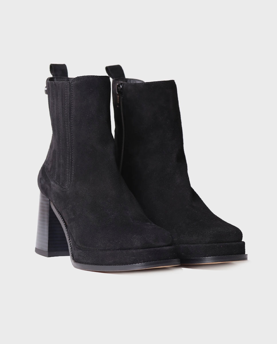 Botines de mujer de tacón hechos en serraje - Toni Pons - Negro Negro-2