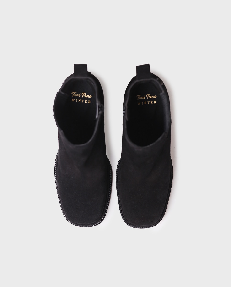 Botines de mujer de tacón hechos en serraje - Toni Pons - Negro Negro-3