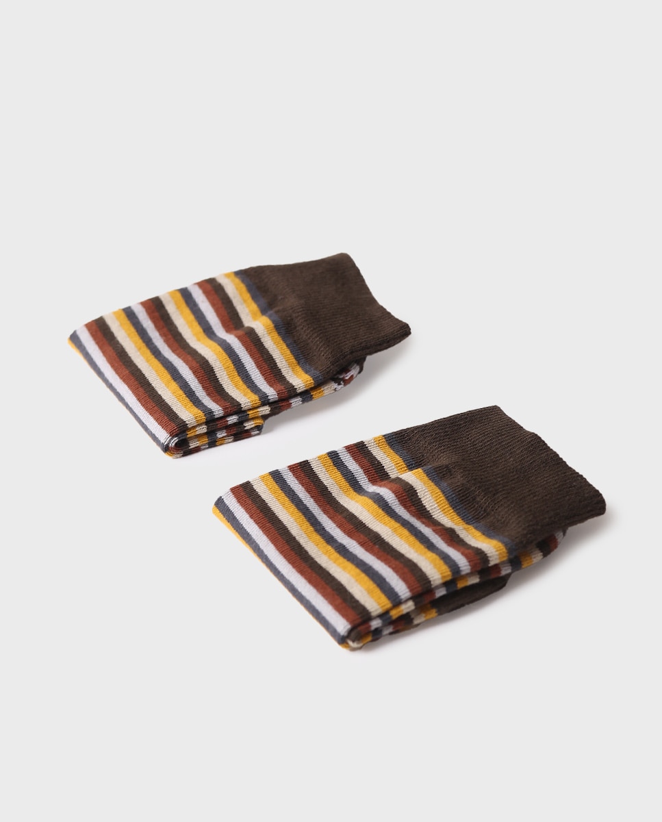 Calcetines de algodón de hombre de rayas - Toni Pons - Marrón oscuro Marrón oscuro-2