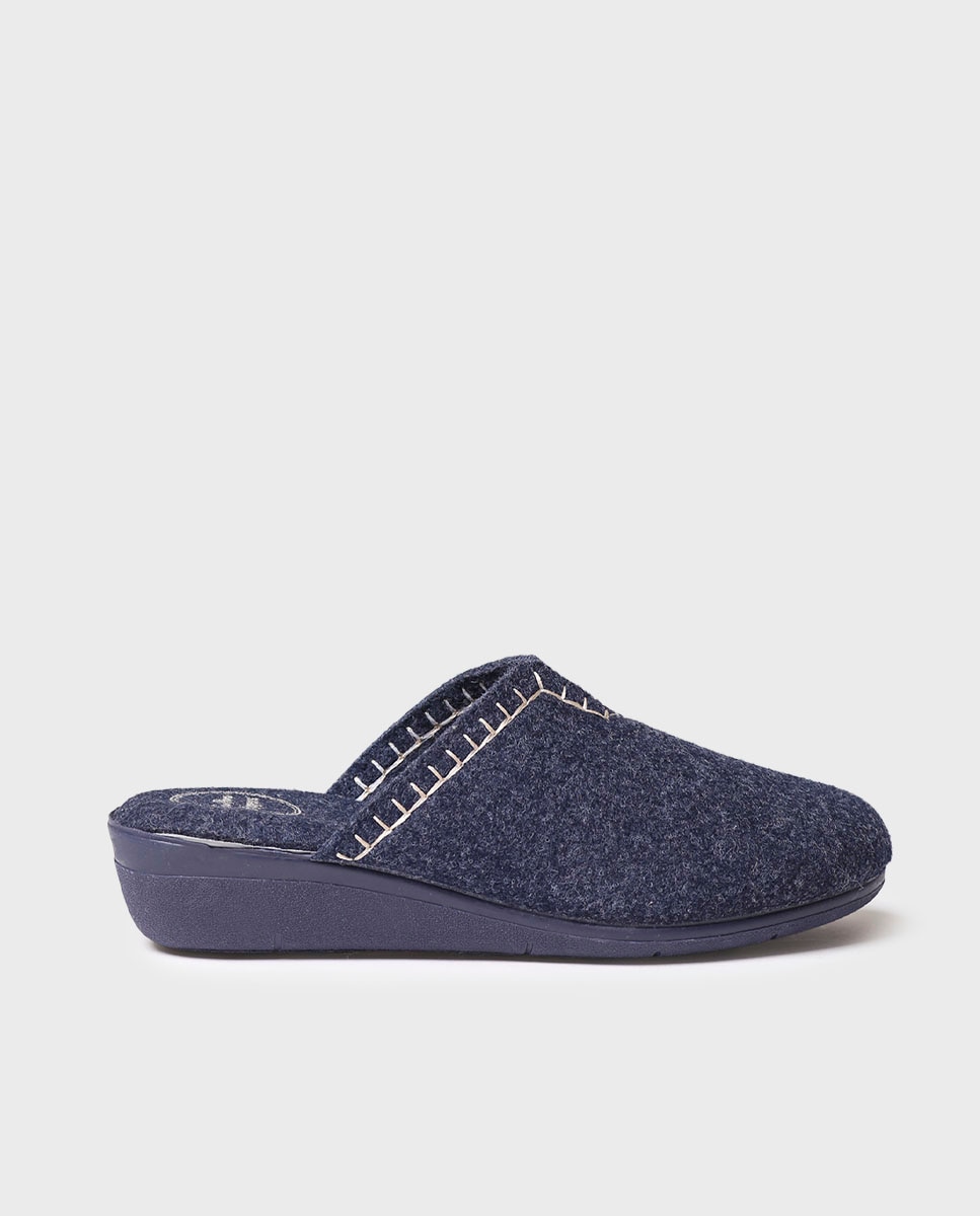 Zapatillas de casa cerradas de mujer de fieltro reciclado - Toni Pons - Azul marino Azul marino-1