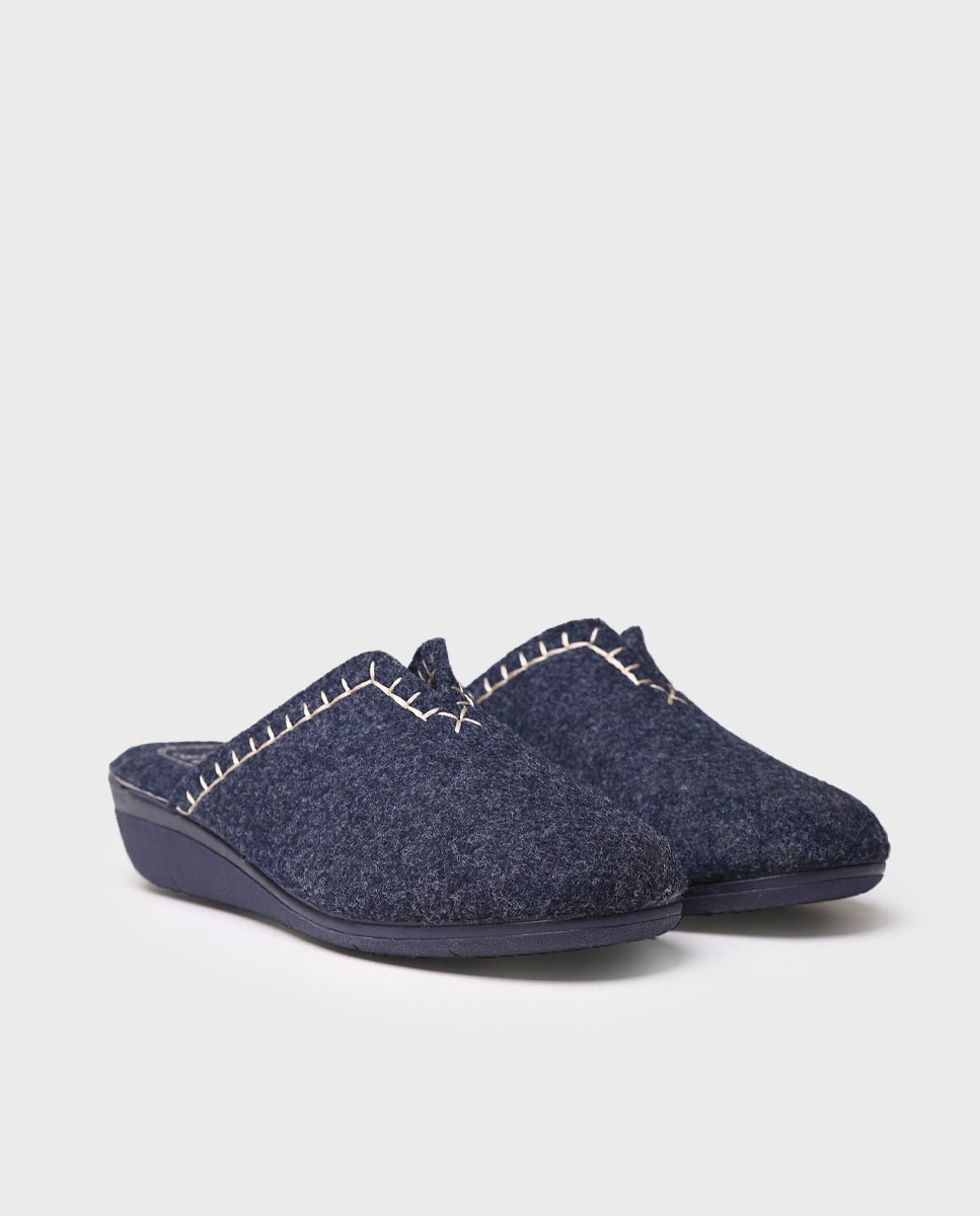 Zapatillas de casa cerradas de mujer de fieltro reciclado - Toni Pons - Azul marino Azul marino-2