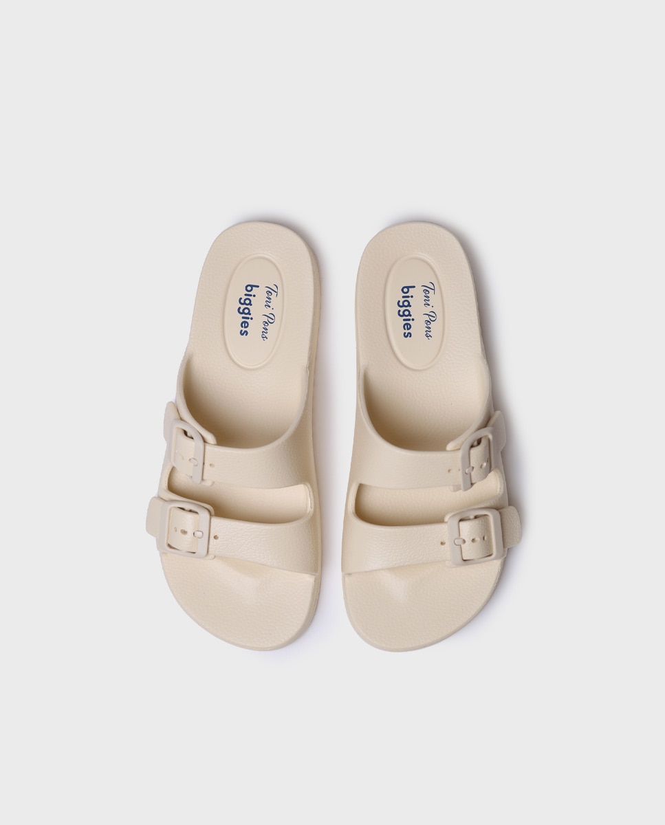 Imagen 3 de Chanclas de mujer de goma con hebillas - Toni Pons - Crudo Crudo