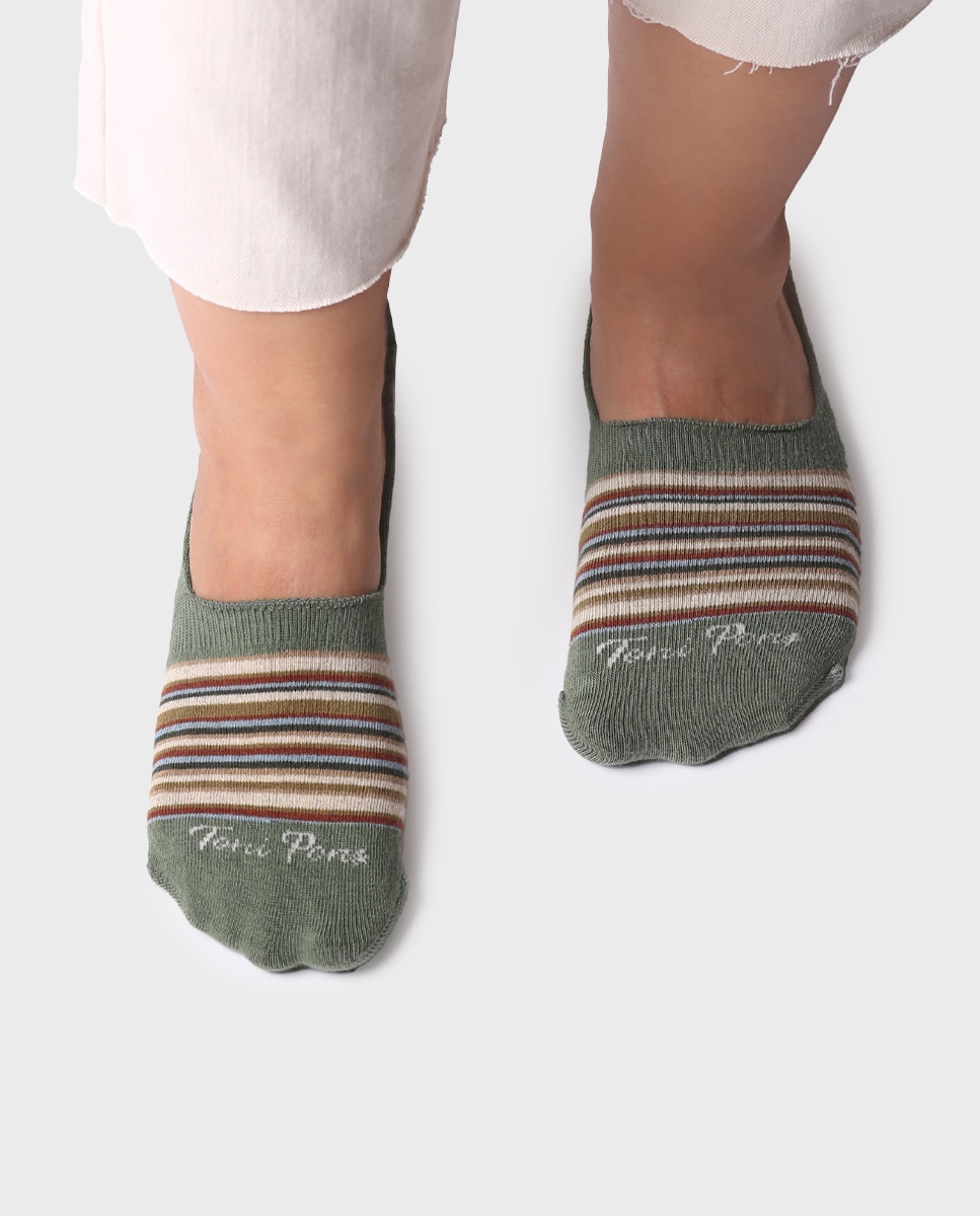 Imagen 3 de Pinkies de algodón de hombre de rayas - Kaki Kaki