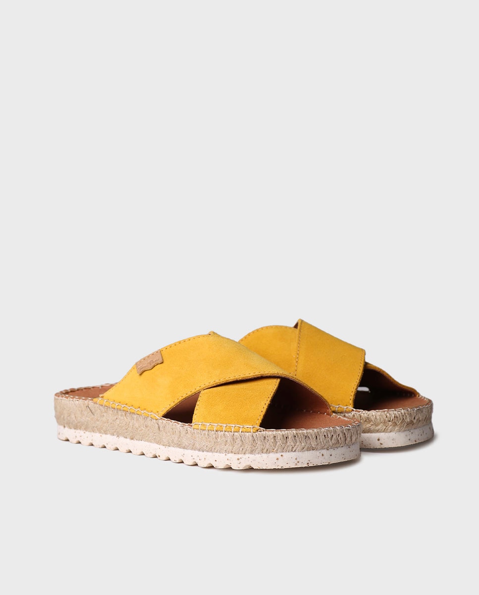 Sandalias planas de mujer cruzadas de serraje - Toni Pons - Amarillo Amarillo-2