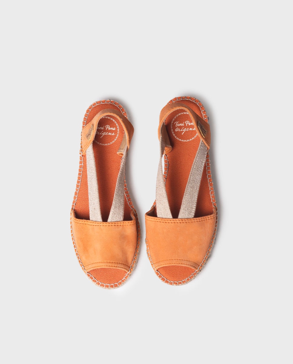 Alpargatas planas de mujer de ante con elásticos - Toni Pons - Naranja Naranja-3