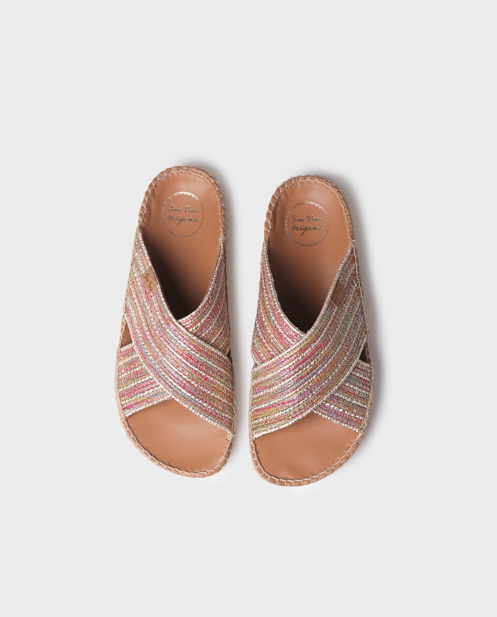 Sandalias planas de mujer cruzadas de tejido - Toni Pons - Multicolor Multicolor-3
