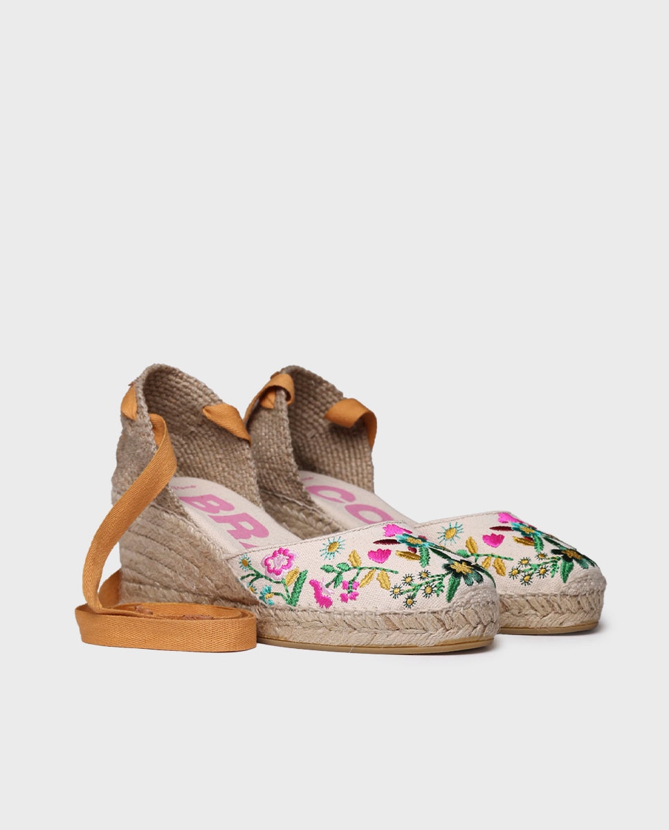 Alpargatas de cuña de mujer estampadas con cintas - Toni Pons - Bicolor Bicolor-4