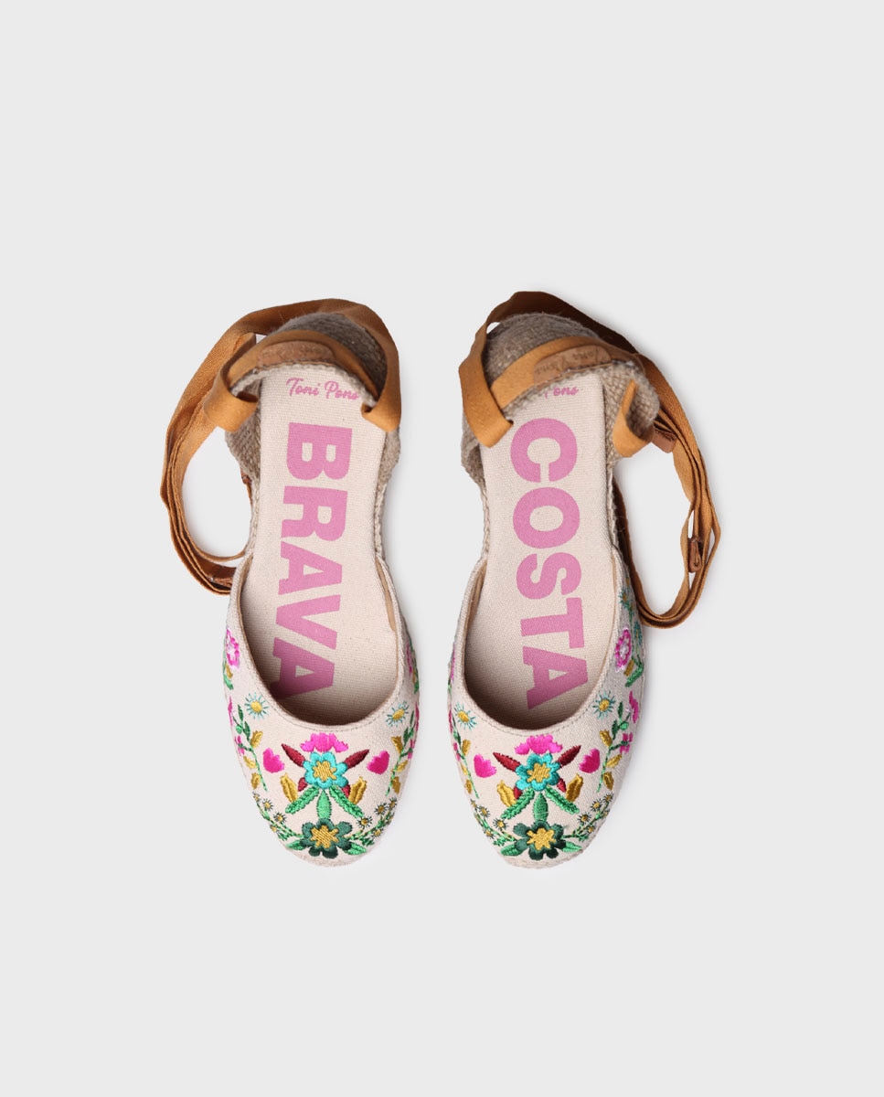 Alpargatas de cuña de mujer estampadas con cintas - Toni Pons - Bicolor Bicolor-3