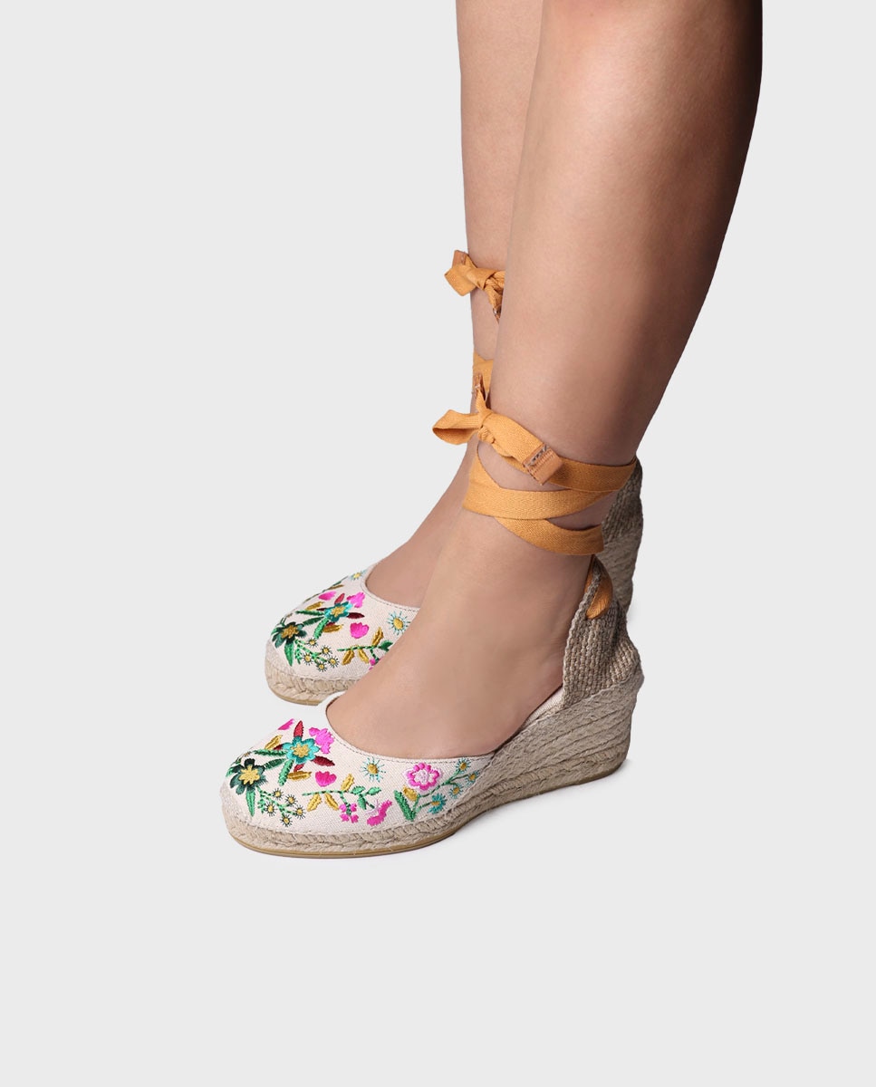 Alpargatas de cuña de mujer estampadas con cintas - Toni Pons - Bicolor Bicolor-2