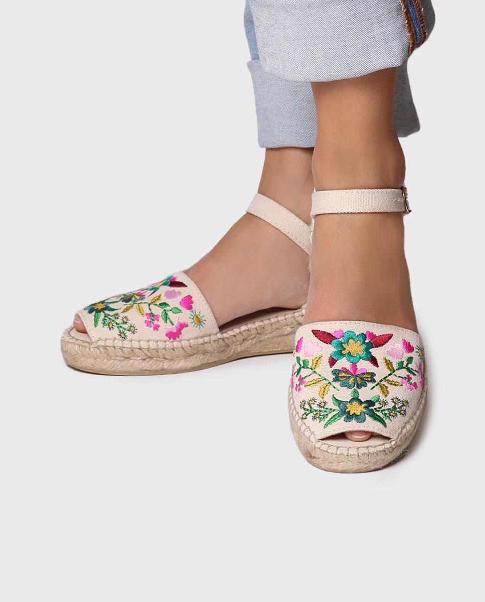 Alpargatas planas de mujer estampadas con hebilla - Toni Pons - Bicolor Bicolor-2