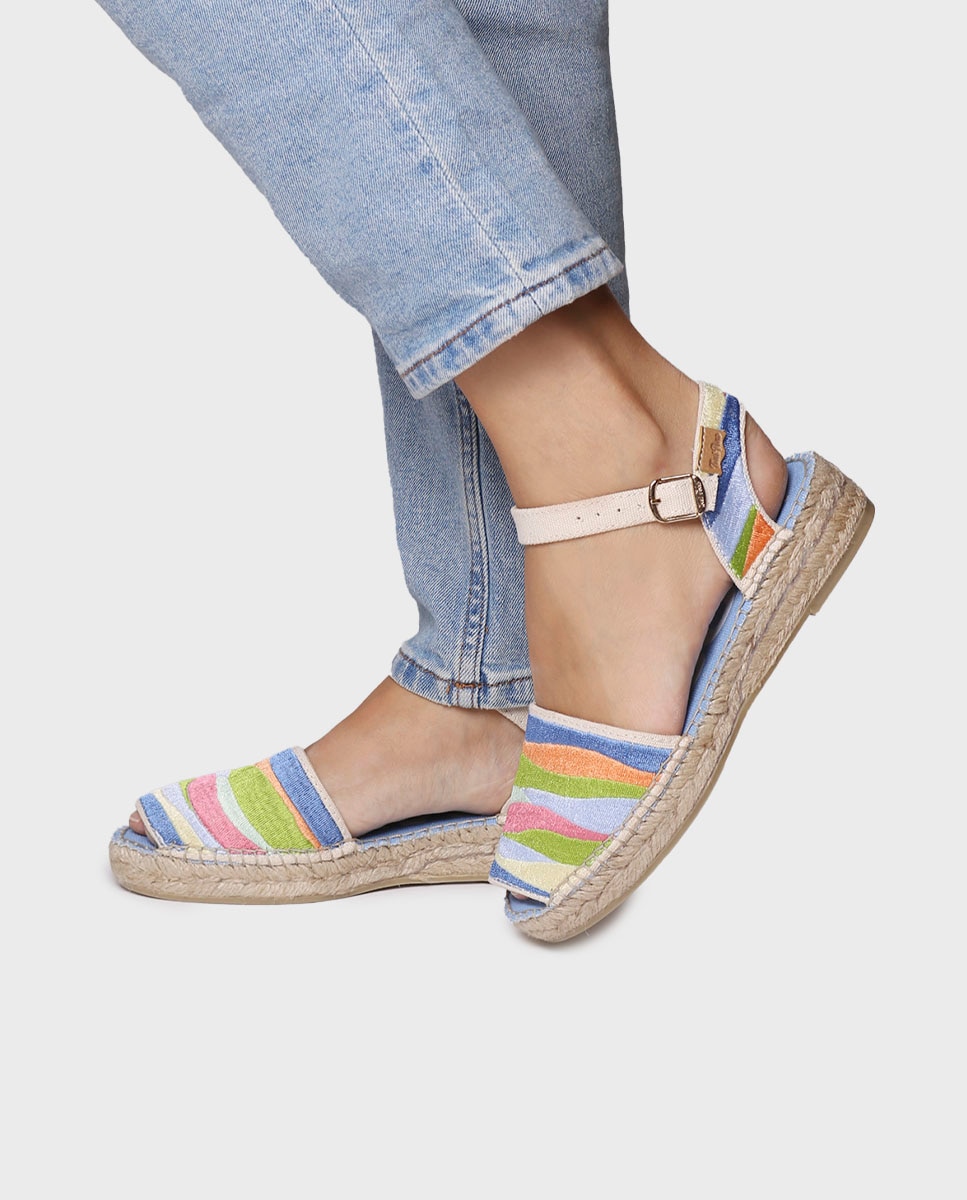 Alpargatas planas de mujer estampadas con hebilla - Toni Pons - Azul Azul-2