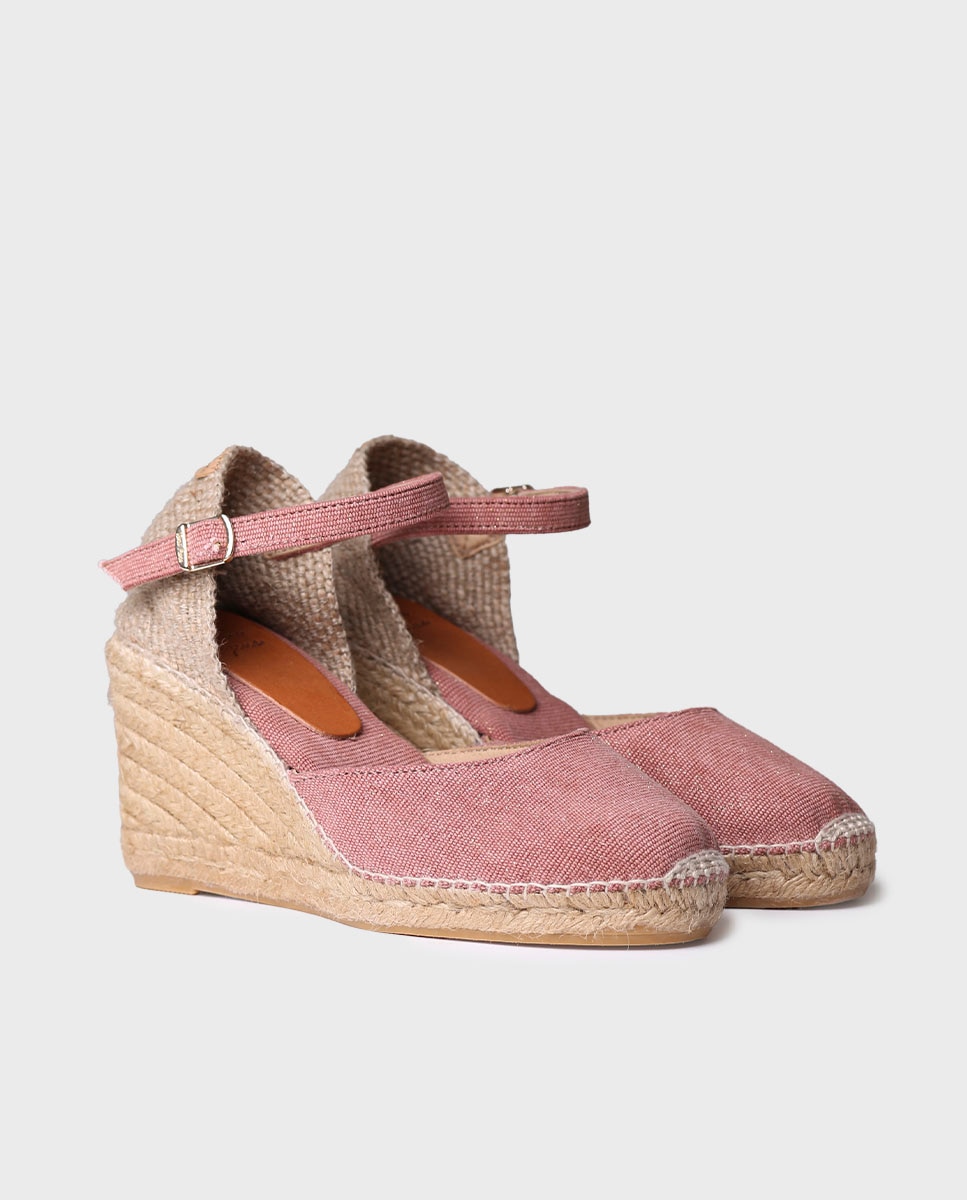 Alpargatas de cuña de mujer de tejido con hebilla - Toni Pons - Rosa Rosa-4