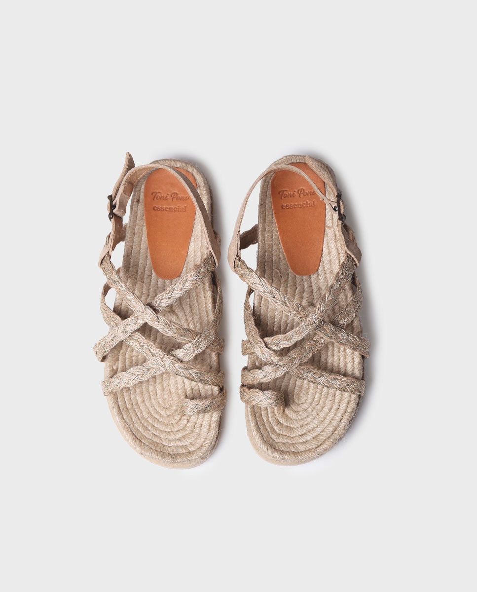 Sandalias planas de mujer de yute con hebilla - Toni Pons - Natural Natural-3