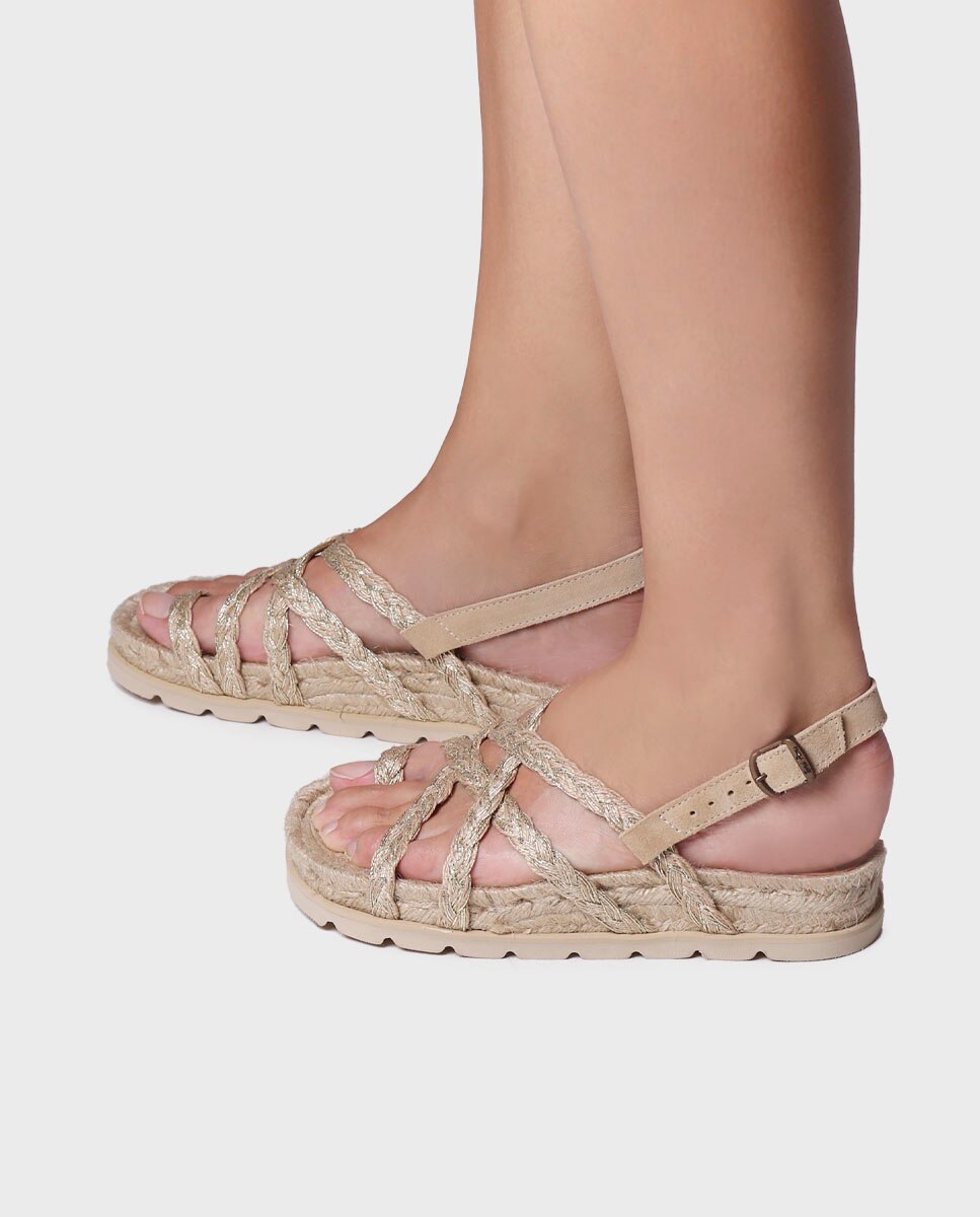 Sandalias planas de mujer de yute con hebilla - Toni Pons - Natural Natural-2