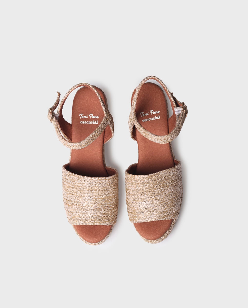 Sandalias de plataforma de mujer de rafia con hebilla - Toni Pons - Natural Natural-4