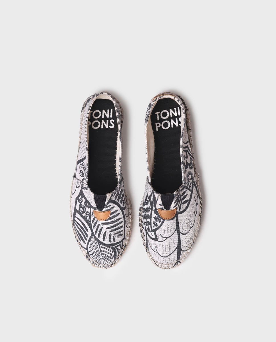 Alpargatas planas de mujer de tejido estampado - Toni Pons - Blanco Blanco-3