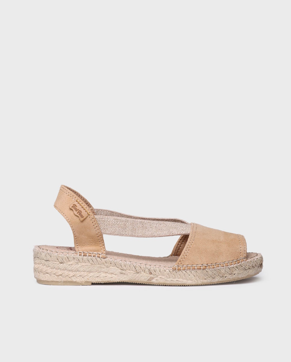 Alpargatas planas de mujer de ante con elásticos - Toni Pons - Beige Beige-1