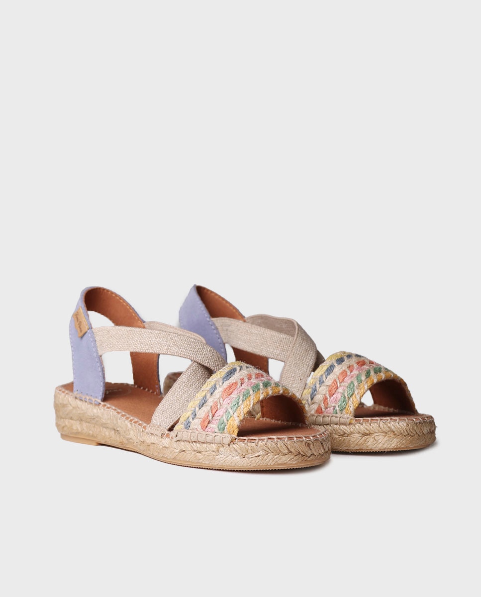 Alpargatas cuña de mujer de tejido con elásticos - Toni Pons - Multicolor Multicolor-4