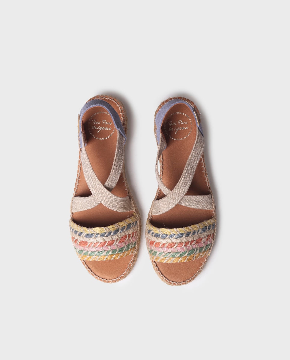 Alpargatas cuña de mujer de tejido con elásticos - Toni Pons - Multicolor Multicolor-3